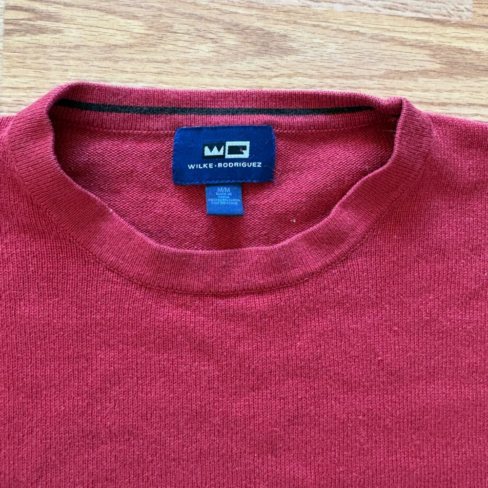Vintage Cashmere & Silk Thin Red Sweater Shirt - Picture 3 of 7